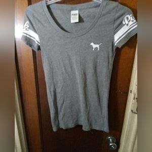 Victoria's pink v-neck shirt